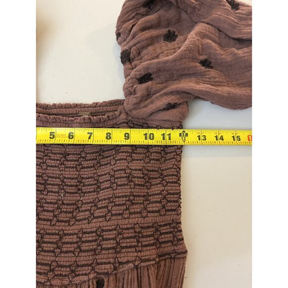 Free People Dahlia Embroidery Maxi Dress XS Gauze Boho Cottagecore Prairie Fairy - Picture 15 of 16